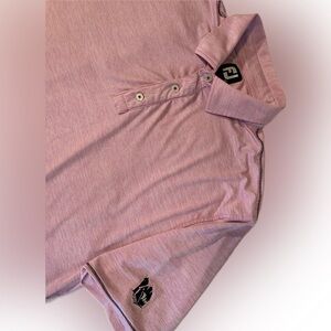 FOOTJOY Pink Stripe Golf Polo Shirt Embroidered Sleeve Men's XL